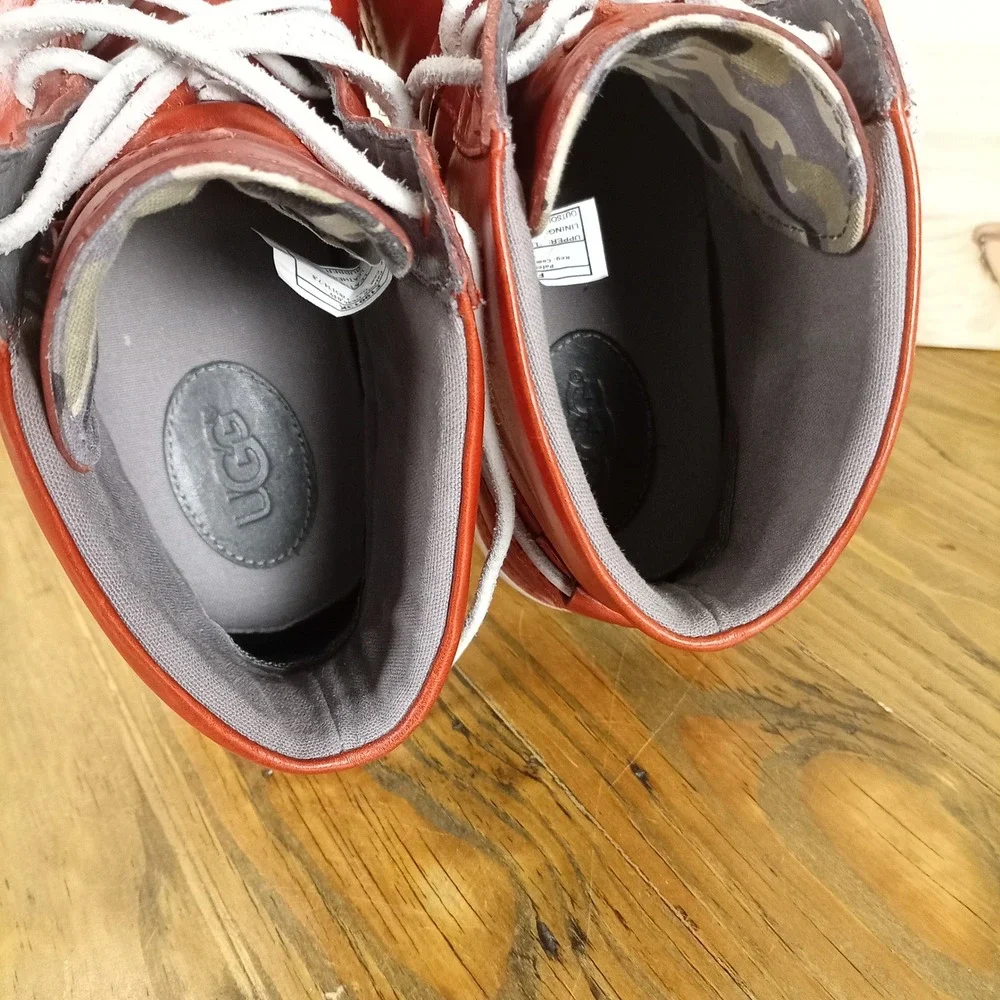 UGG Reefton Red Leather High Top Sneaker Mens 11 Moc Toe Vibram 1004085
